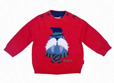 Ted Baker Baby Boy Jumper Cute Walrus Sweater Red Newborn Gift 0-3 Months - Image 1 of 4