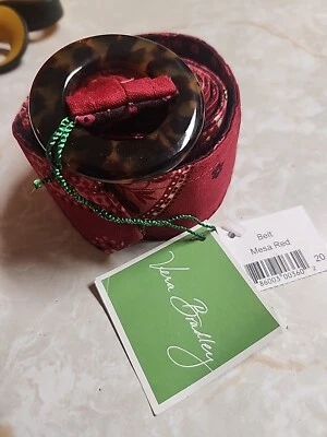 Vera Bradley Cinturón de Tela Reversible Mesa Rojo Estampado Marrón Plástico Hebilla Retirado Foto 1 de 4