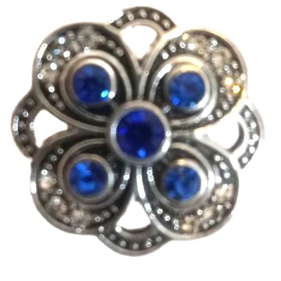 Ginger Snaps Snap Jewelry Blue Clear Rhinestones Charm Silver Tone - Image 1 of 4