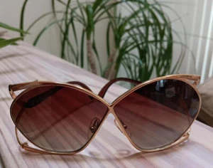Christian Dior Butterfly Goldtone Frame 2056 Eyeglasses w Brown Gradient Lenses - Picture 1 of 6