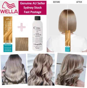 FULL SET Wella Demi Perm Hair Dye + 10vol Developer 9NA Light Natural Ash Blonde - Picture 1 of 9
