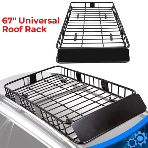 67" Roof Rack Cargo Top Luggage Holder Carrier Basket with Extension Travel NEW