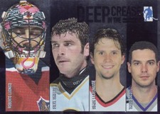 FLORIDA PANTHERS, RARE 2003-04 BE A PLAYER MEM, DEEP IN THE CREASE GOALIES CARD.