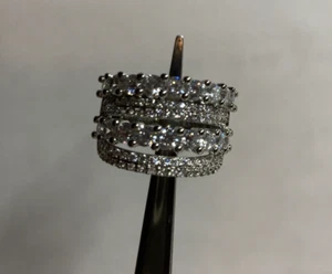 Multilayer Cubic Zirconia Stones White White Stimulated Sapphires Ring. Size-6 - Picture 1 of 5