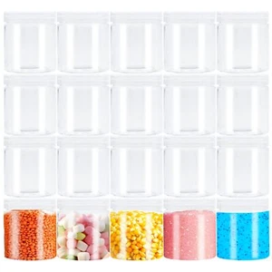 20 Pack 4oz Clear Plastic Round Containers with Lids for Candy Makeup Cosmetics - Picture 1 of 6