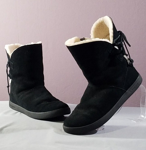 Stivali posteriori Koolaburra di Ugg Shazi corti neri in pelle scamosciata cravatta taglia 9