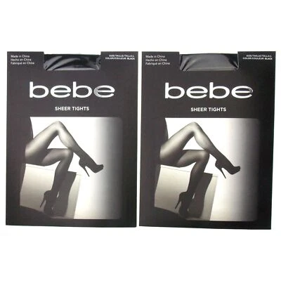 Bebe Sheer Tights Lot 2 Size Large Black Pantyhose Dance Hosiery Fashion Dress - Image 1 of 4