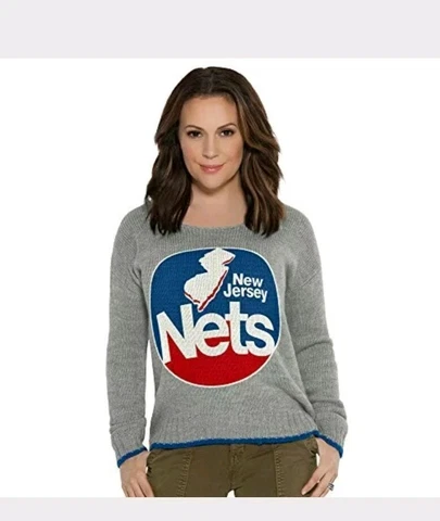 Touch by Alyssa Milano NBA New Jersey Nets Adult Women All Laced Up Sweater Med Cover