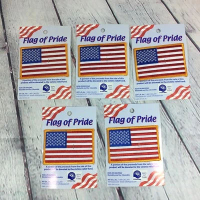 2001 USA Flag Patches Iron On Lot of 5 Patriotic NOS Deadstock Sewing Crafting - Image 1 of 4