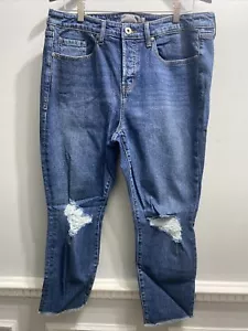 Jeans Torrid donna 12S Fly Away dritto vita alta bottoni fly blu denim nuovo con etichette - Foto 1 di 15