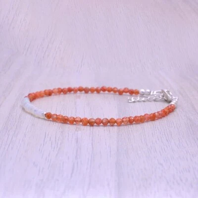 Pulsera A++ Piedra Lunar Natural Energía Facetada Piedras Preciosas Redondas 6-8" Foto 1 de 4