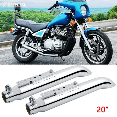 2x Para Yamaha Maxim XJ750 Tubo Silenciador de Escape Deslizable Corte Corte Corte Corte Cromo 2" x 20" Foto 1 de 4