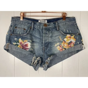 One x One Teaspoon Damen Bandits Button Fly Rollsaum Relazed Fit Jeansshorts - Bild 1 von 8