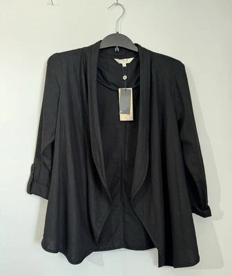 M&Co Black Open Front Kimono Blazer Size 10 Uk RRP£32 - Image 1 of 4