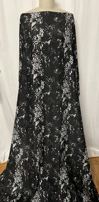 100% Silk Charmeuse Black Distressed Snakeskin Print Fabric By The Yard 54" Wide - Image 1 of 4