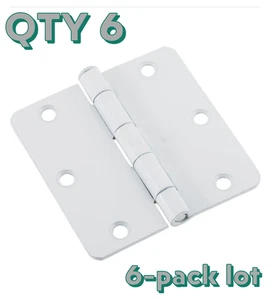 6er-Pack Lot National Hardware N109-184 3-1/2" weiß Türscharnier 1/4" Radius Ecke - Bild 1 von 4
