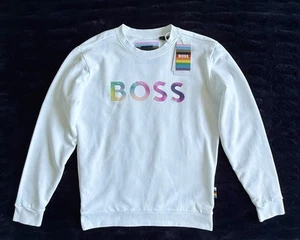 HUGO BOSS Women Sweatshirt W Equal LGBTQ pride rainbow  White Size S $158 - Picture 1 of 11