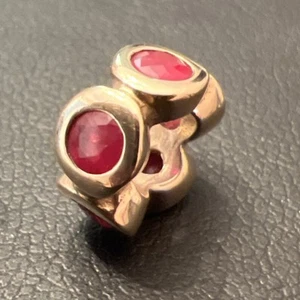 RARE Pandora ALE 14k 585 Yellow Gold Ruby Circle Lights Spacer Charm 750295RU - Picture 1 of 8
