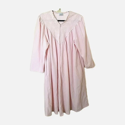 Bata de salón Vanity Fair talla XL/44 rosa chenilla mezcla de polietileno media cremallera frontal EE. UU. Foto 1 de 4