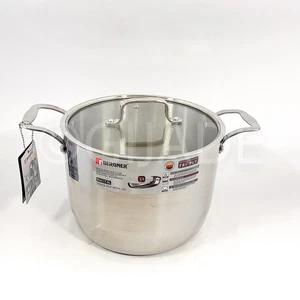 Bergner Edge-To Edge Tri-Ply Pesado Acero Inoxidable 8 Qt Tapa Stock Olla Utensilios de Cocina - Imagen 1 de 6