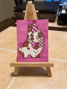 ACEO Pintura Original 2.5 x 3.5 Mini Tarjeta Artística Payaso Conejo Conejo 6 - Imagen 1 de 1