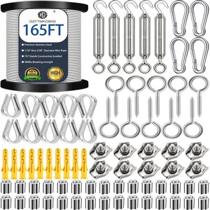 1/16 Wire Rope Kit,String Light Hanging Kit , Outdoor Light Guide Wire, 50M/1... - Picture 1 of 8