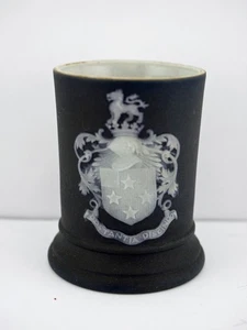 Super Antique Black & White Wedgwood Jasper Small Pot Josiah Wedgwood & Crest - Picture 1 of 4