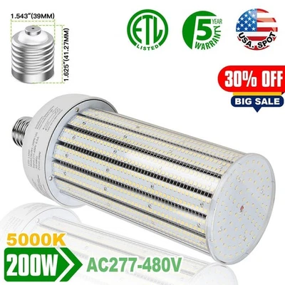 480V 200W  LED Corn Light Bulb Warehouse Factory Workshop Led Light Bulb ETL DLC - Image 1 of 4