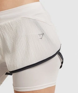 Gymshark Women's Speed 2 in 1 Shorts Training Running Coconut White Size Large - Picture 1 of 6