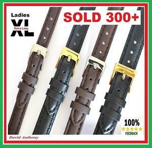⭐ Ladies LEATHER WATCH STRAP XL Extra Long Black Brown Soft 8mm 10mm 12mm 14mm