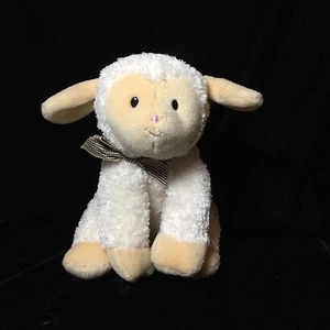 Gund Cream Lamb Sheep Plush Soft Toy Plaid Ribbon Lullaby Musical 042219 - Picture 1 of 6