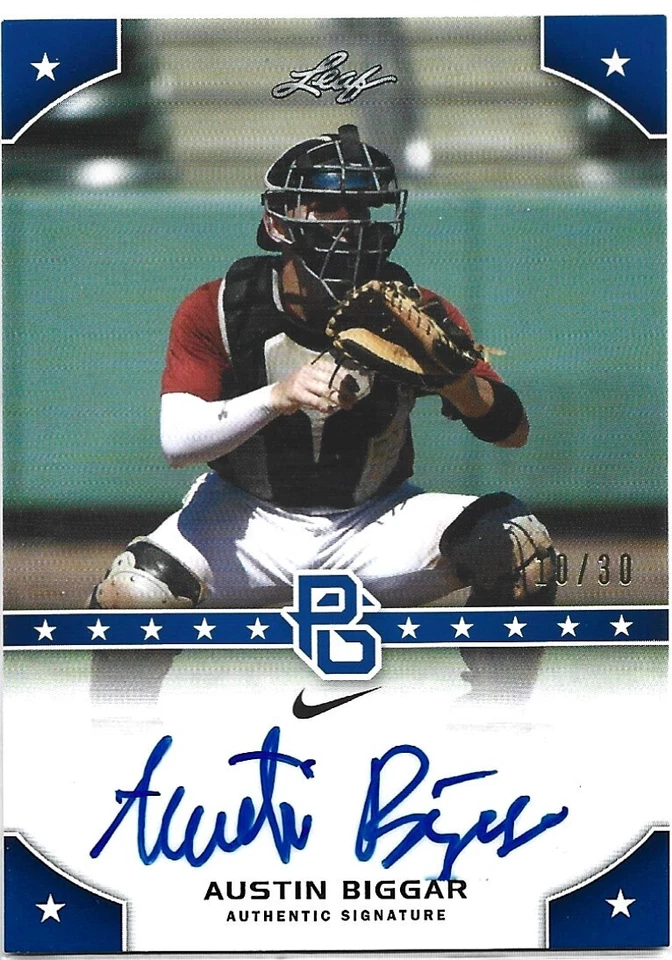 2015 Leaf Perfect Game National Showcase Auto Blue /30 Austin Biggar PG-AB4 - Image 1 of 1