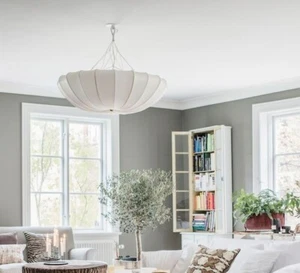 Benitier  White Silk Ceiling Light 070CM, H25CM, GONG - Picture 1 of 8