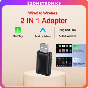 2in1 Wired to Wireless CarPlay Android Auto Adapter for OEM Car Stereo With USB - Picture 1 of 3