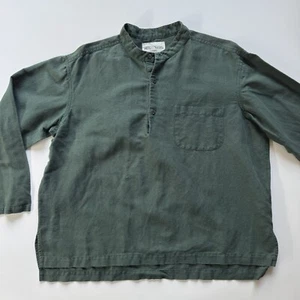 MODERN SOCIETY Mandarin Collar Henley Pullover Long Sleeve Shirt Mens M Green - Picture 1 of 12