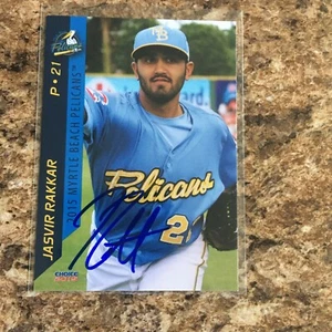 Jasvir Rakkar signiert 2015 Myrtle Beach Pelicans Team Set Auto Chicago Cubs - Bild 1 von 1