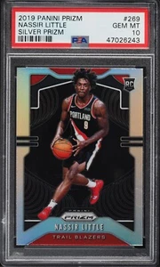Panini Prizm Silver Prizm Nassir Little RC 2019 PSA 10 Portland Trailblazers - Imagen 1 de 2