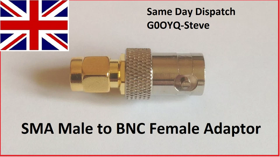 SMA Male to BNC Female Adaptor for TYT MD-380 Yaesu VX-2 VX-5 Icom R5 R2 Scanner - Image 1 of 4