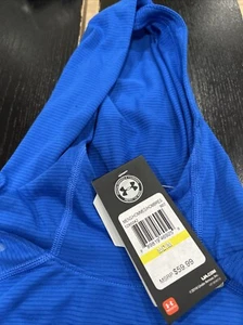 Under Armour Run Heat Gear Fitted Long Sleeve Hoodie Shirt Men's Medium Blue NWT - Picture 1 of 10