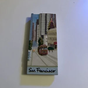San Francisco Magnet Winter Scene Trolley Snow 3.5” - Picture 1 of 4