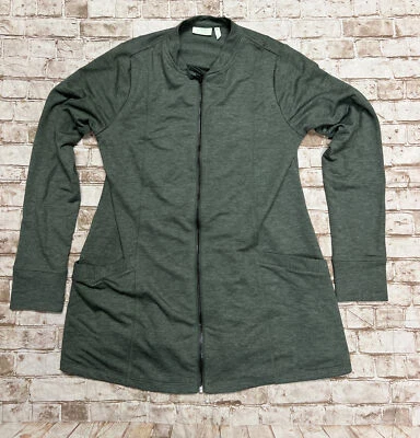 LOGO By Lori Goldstein Army Green Mixed Material Athletic Full Zip Jacket XS - Image 1 of 4