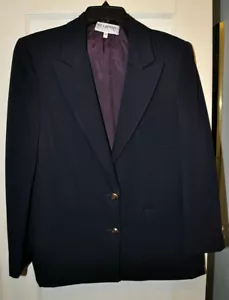 W. VTG. Ted Lapidus Dress Jacket Gold Buttons Paris France Navy Blue 44 Large - Picture 1 of 7