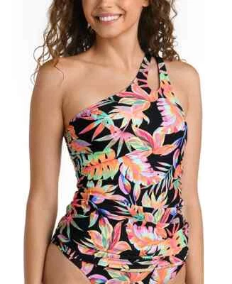 La Blanca Best Escape Printed One-Shoulder Tankini Top Womens Size 4 Tropical - Image 1 of 4