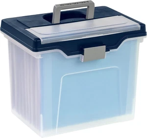 Large Mobile File Box, Letter Size, 11 5/8In.H X 13 3/6In.W X 10In.D, Clear/Blue - Picture 1 of 12