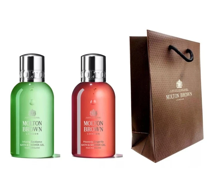 Molton Brown Shower Gel Gift Set (2 x 100ml Bottles) Eucalyptus & Gingerlily NEW