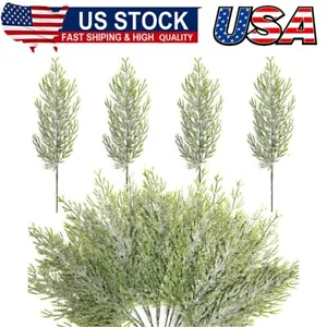 30Pcs Christmas Snow Frosted Pine Branches- 13.5" Snowy Artificial Pine Needles - Picture 1 of 8