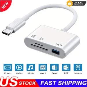 3in1 USB Stick SD TF Card Reader Type C OTG Adapter For iPhone All Devices New - Picture 1 of 25