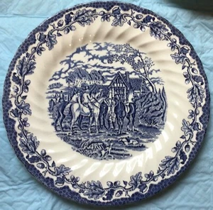 Plato de cena Fox Hunt caza Myotts transferencia azul - Imagen 1 de 2