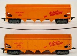 HO SCALE UNION PACIFIC UP YELLOW COAL 4-bay HOPPER CAR TRAINS LOT OF 2 - Picture 1 of 7