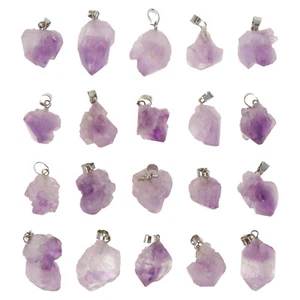 20 Pcs Amethyst Pendant Diy Jewelry Natural Stone Jewellery Necklace Making - Picture 1 of 10